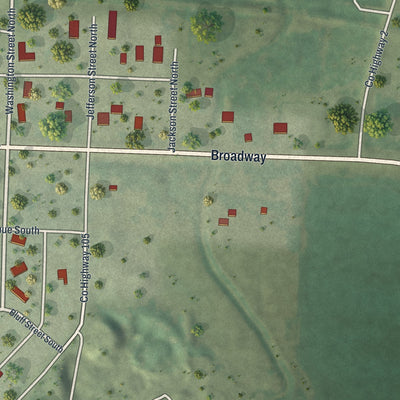 Second close-up of the map of Browns Valley, Minnesota print showing more streets and buildings