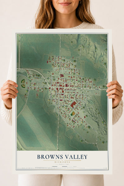 Map of Browns Valley, Minnesota, 18 x 24 inch unframed archival matte print