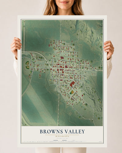 Map of Browns Valley, Minnesota, 24 x 36 inch unframed archival matte print