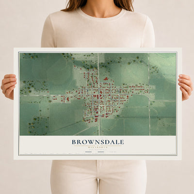 Map of Brownsdale, Minnesota, 12 x 18 inch unframed archival matte print
