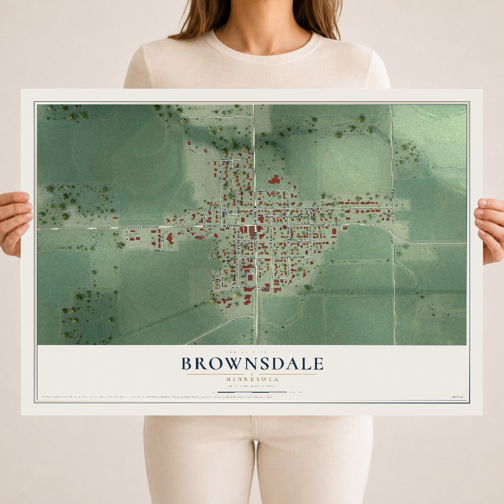 Map of Brownsdale, Minnesota, 18 x 24 inch unframed archival matte print