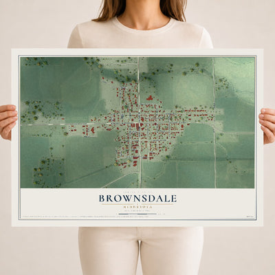 Map of Brownsdale, Minnesota, 18 x 24 inch unframed archival matte print