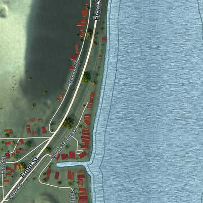 Second close-up of the map of Brownsville, Minnesota print showing more streets and buildings