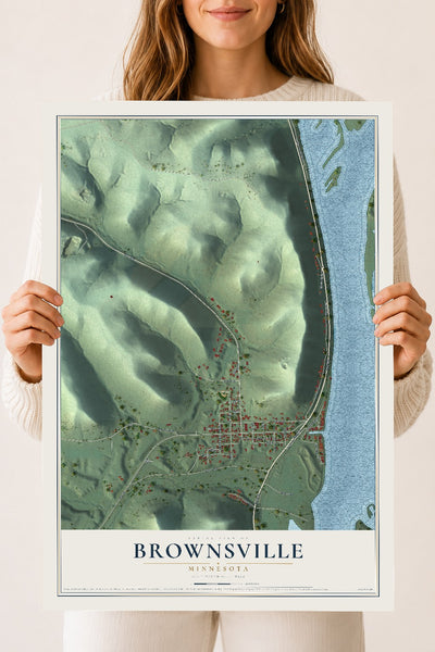 Map of Brownsville, Minnesota, 18 x 24 inch unframed archival matte print