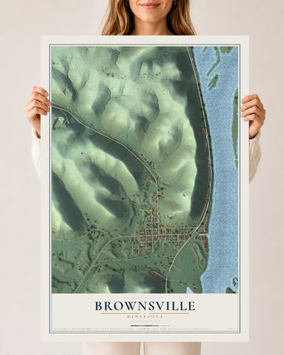 Map of Brownsville, Minnesota, 24 x 36 inch unframed archival matte print