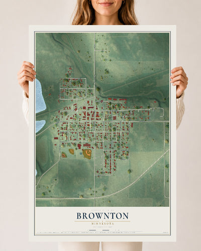 Map of Brownton, Minnesota, 24 x 36 inch unframed archival matte print