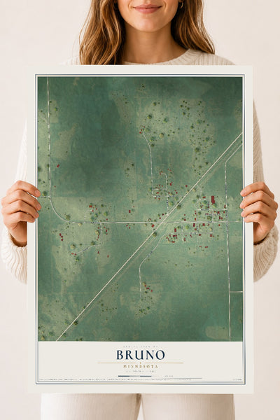 Map of Bruno, Minnesota, 18 x 24 inch unframed archival matte print