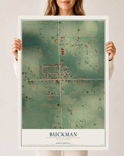 Map of Buckman, Minnesota, 24 x 36 inch unframed archival matte print