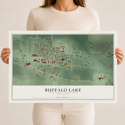 Map of Buffalo Lake, Minnesota, 12 x 18 inch unframed archival matte print