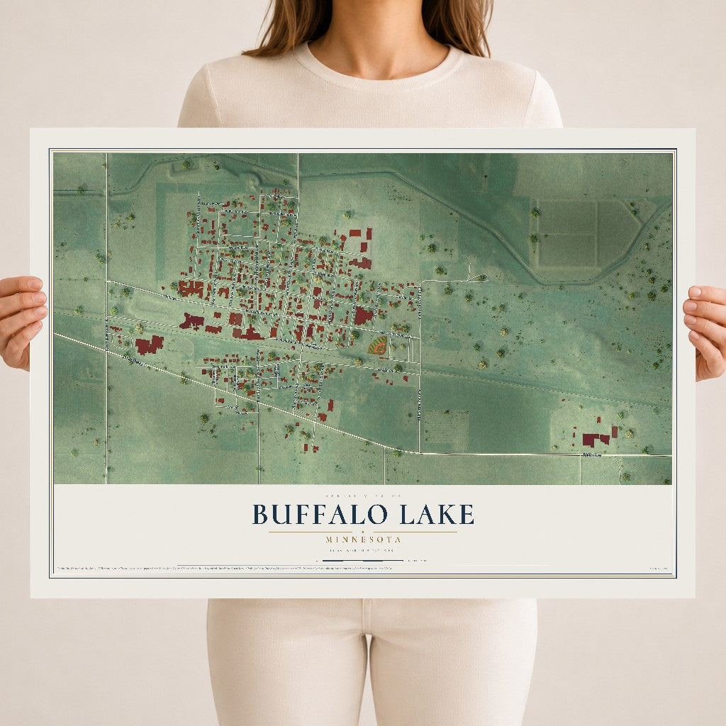 Map of Buffalo Lake, Minnesota, 18 x 24 inch unframed archival matte print