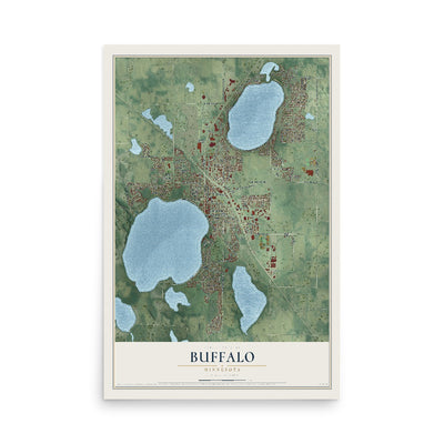Map of Buffalo, Minnesota, 12 x 18 inch unframed archival matte print
