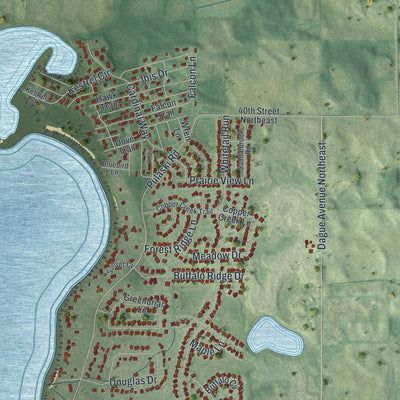 Second close-up of the map of Buffalo, Minnesota print showing more streets and buildings