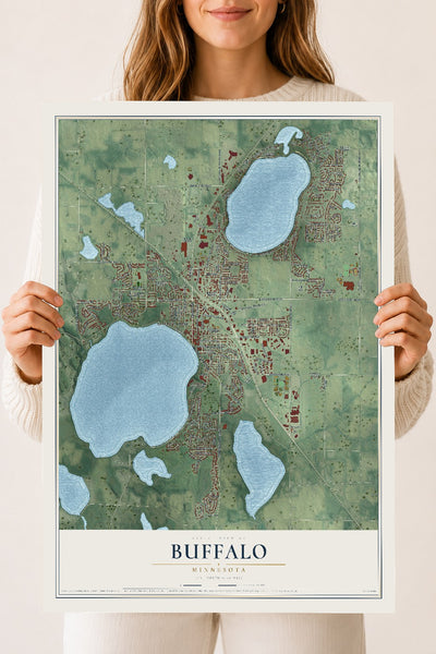 Map of Buffalo, Minnesota, 18 x 24 inch unframed archival matte print