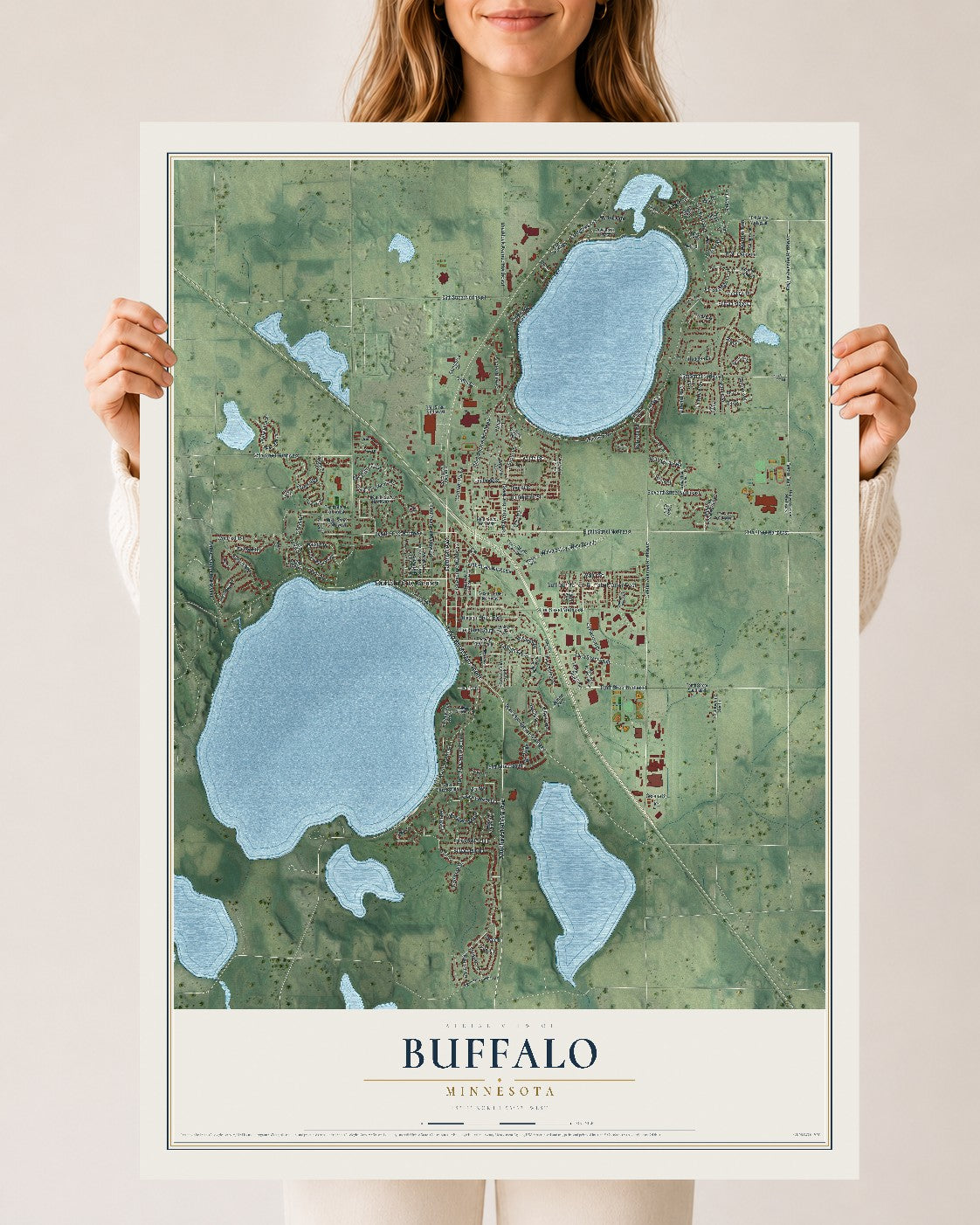 Map of Buffalo, Minnesota, 24 x 36 inch unframed archival matte print