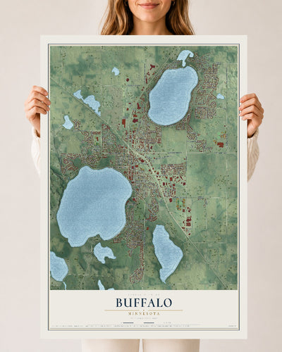 Map of Buffalo, Minnesota, 24 x 36 inch unframed archival matte print