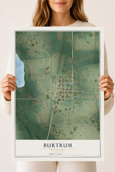 Map of Burtrum, Minnesota, 18 x 24 inch unframed archival matte print