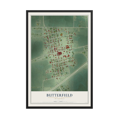 Map of Butterfield, Minnesota, 12 x 18 inch print in a black wood frame