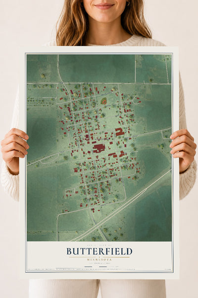 Map of Butterfield, Minnesota, 18 x 24 inch unframed archival matte print