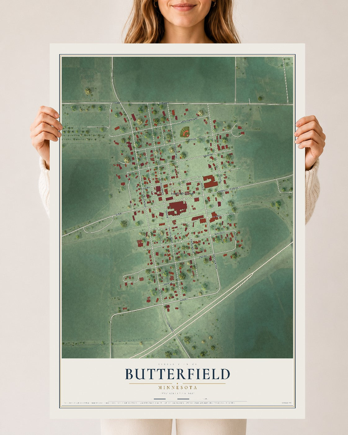 Map of Butterfield, Minnesota, 24 x 36 inch unframed archival matte print