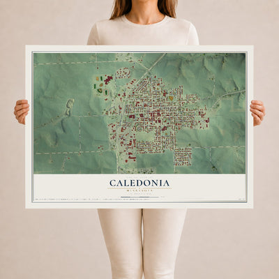 Map of Caledonia, Minnesota, 24 x 36 inch unframed archival matte print