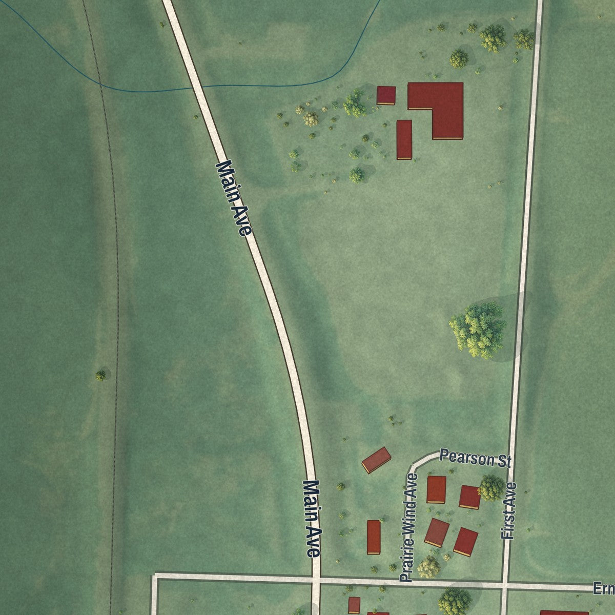 Second close-up of the map of Callaway, Minnesota print showing more streets and buildings