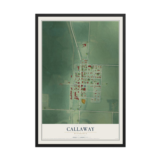 Map of Callaway, Minnesota, 12 x 18 inch print in a black wood frame
