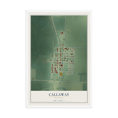 Map of Callaway, Minnesota, 12 x 18 inch print in a white wood frame