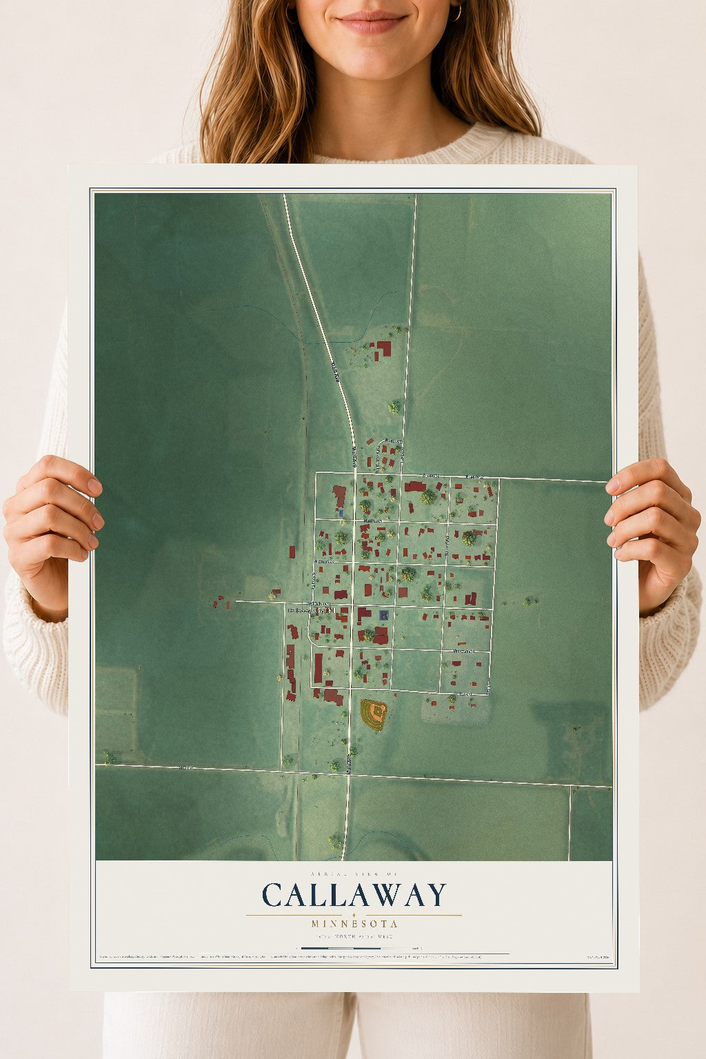 Map of Callaway, Minnesota, 18 x 24 inch unframed archival matte print
