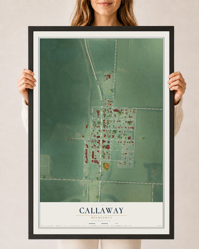 Map of Callaway, Minnesota, 24 x 36 inch print in a black wood frame