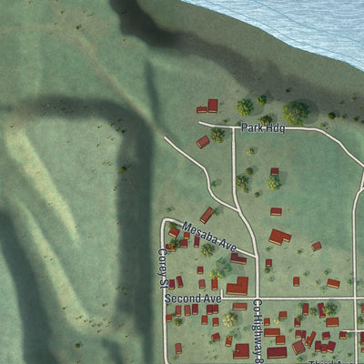 Second close-up of the map of Calumet, Minnesota print showing more streets and buildings