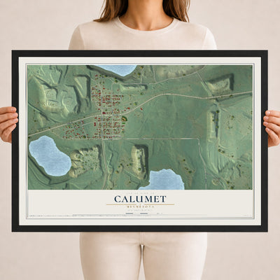 Map of Calumet, Minnesota, 18 x 24 inch print in a black wood frame