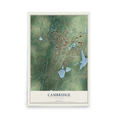 Map of Cambridge, Minnesota, 12 x 18 inch unframed archival matte print