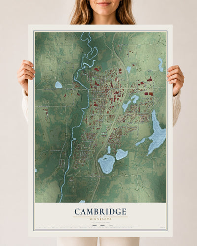 Map of Cambridge, Minnesota, 24 x 36 inch unframed archival matte print