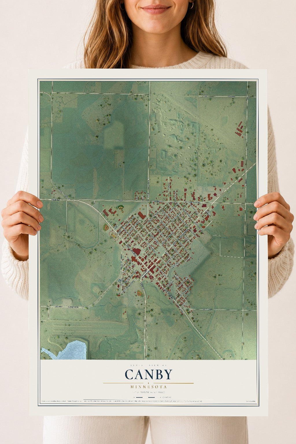 Map of Canby, Minnesota, 18 x 24 inch unframed archival matte print