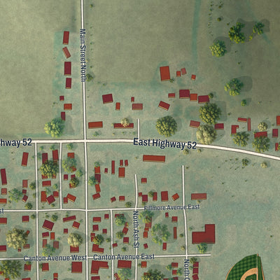 Close-up of the map of Canton, Minnesota print showing street and building detail
