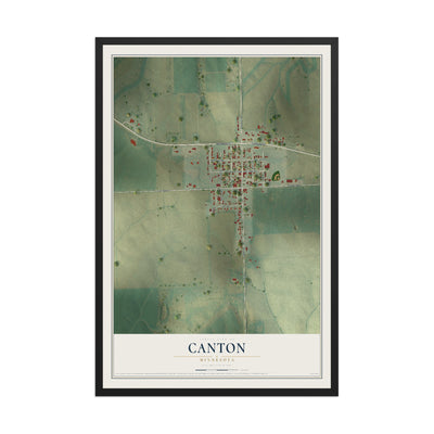 Map of Canton, Minnesota, 12 x 18 inch print in a black wood frame
