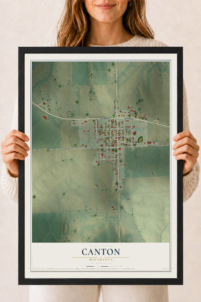 Map of Canton, Minnesota, 18 x 24 inch print in a black wood frame