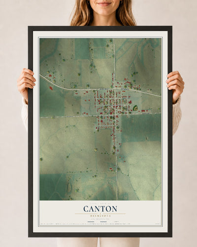 Map of Canton, Minnesota, 24 x 36 inch print in a black wood frame