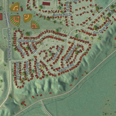 Second close-up of the map of Carver, Minnesota print showing more streets and buildings