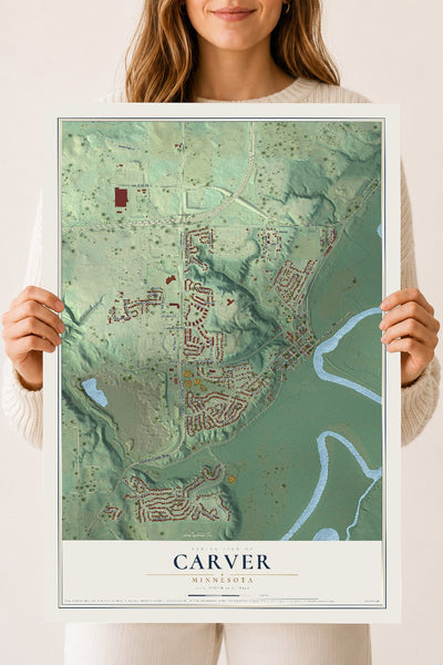 Map of Carver, Minnesota, 18 x 24 inch unframed archival matte print