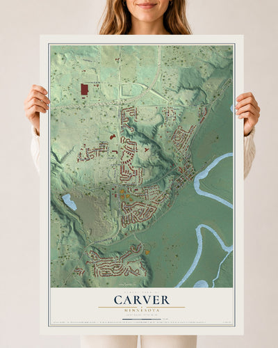 Map of Carver, Minnesota, 24 x 36 inch unframed archival matte print