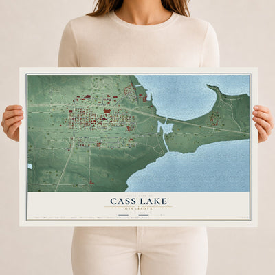 Map of Cass Lake, Minnesota, 12 x 18 inch unframed archival matte print
