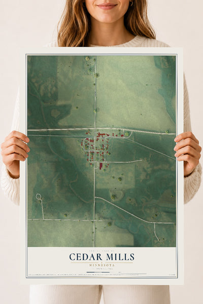 Map of Cedar Mills, Minnesota, 18 x 24 inch unframed archival matte print