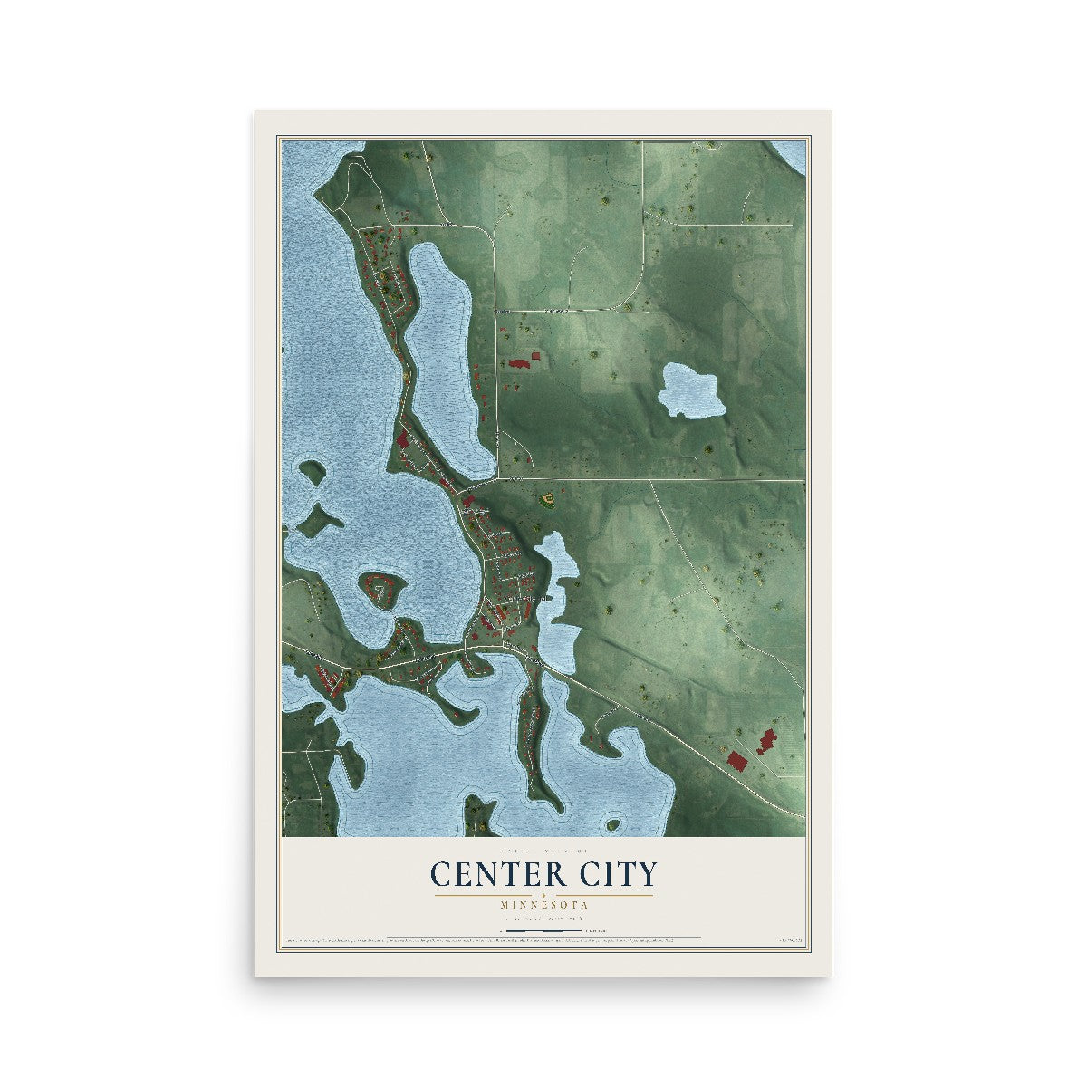 Map of Center City, Minnesota, 12 x 18 inch unframed archival matte print