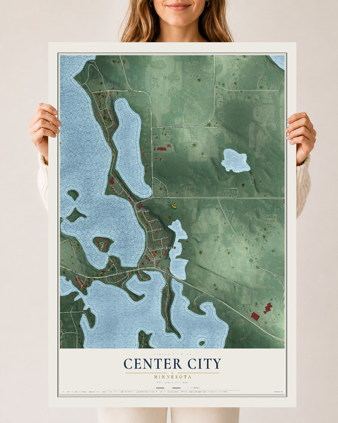 Map of Center City, Minnesota, 24 x 36 inch unframed archival matte print