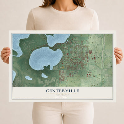 Map of Centerville, Minnesota, 12 x 18 inch unframed archival matte print