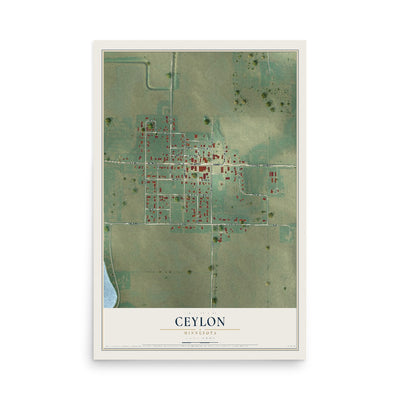 Map of Ceylon, Minnesota, 12 x 18 inch unframed archival matte print