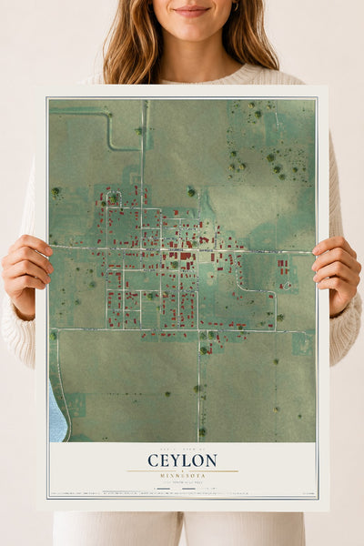 Map of Ceylon, Minnesota, 18 x 24 inch unframed archival matte print