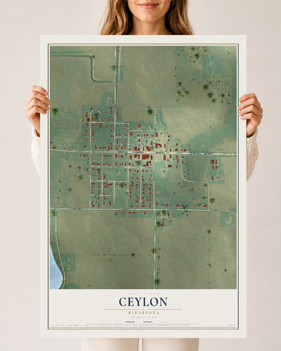 Map of Ceylon, Minnesota, 24 x 36 inch unframed archival matte print