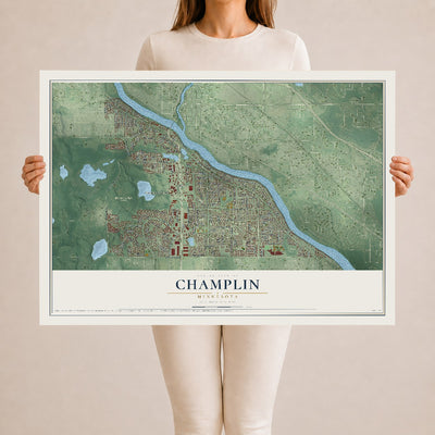 Map of Champlin, Minnesota, 24 x 36 inch unframed archival matte print